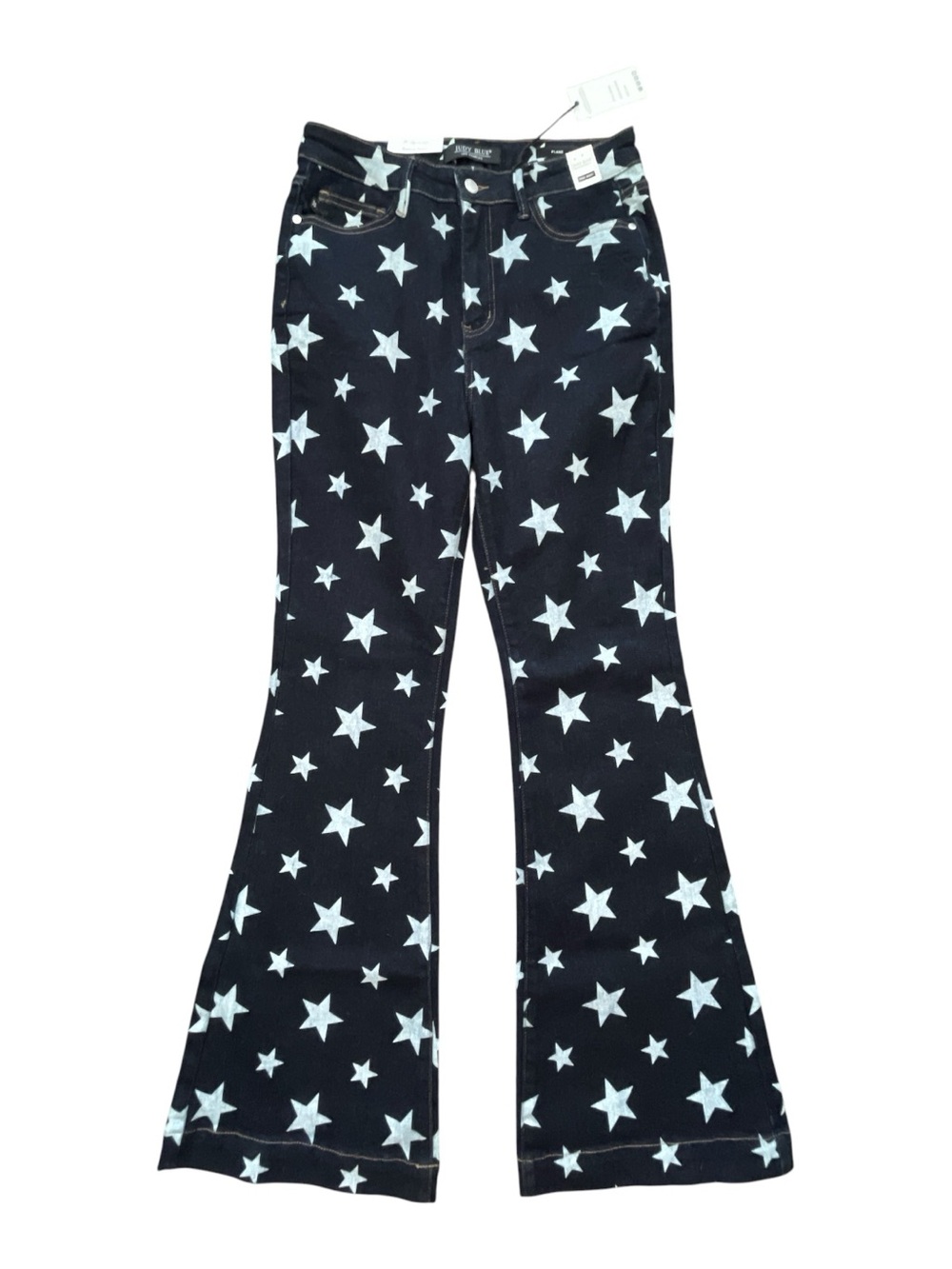 NWT Judy Blue All Over Star Print Dark Denim High Rise Flare Jeans - Size 9 / 29